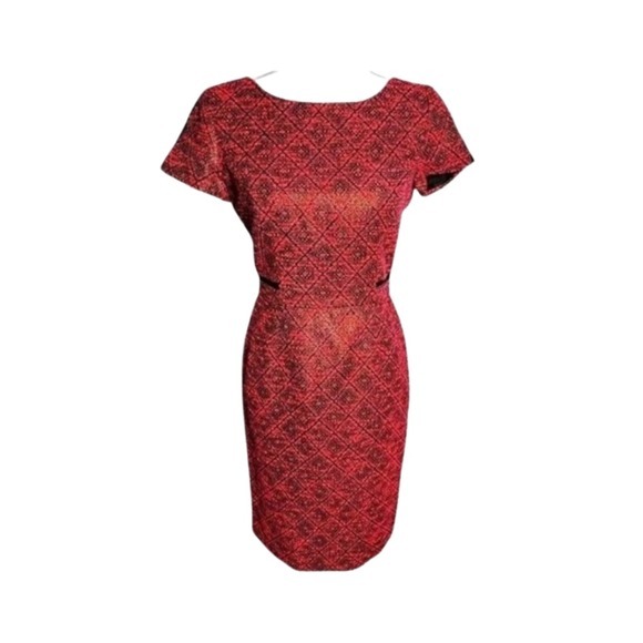 ANTONIO MELANI Sheath Dress Textured Geometric Print Short Sleeve Size‎ S - Picture 1 of 6
